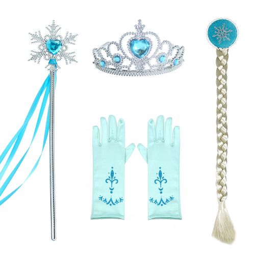  Party Chili Snow Queen Princess Elsa Costumes Birthday Dress Up for Little Girls with Crown,Mace,Gloves Accessories 3-12 Years