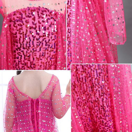  Party Chili Luxury Princess Dress for Elsa Costumes with Shining Long Cap Girls Birthday Party 2-10 Years