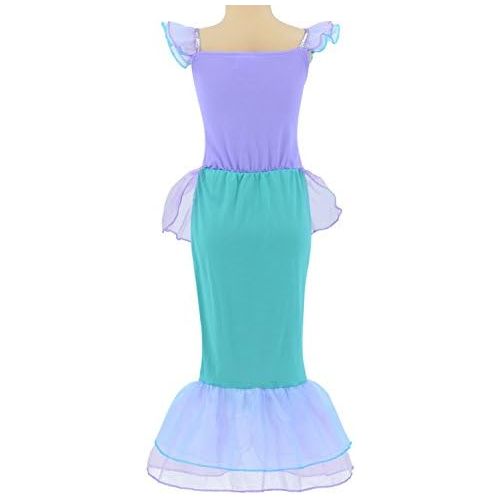  Party Chili Little Girls Mermaid Princess Costume Dress for Girls Dress Up Party with Crown Mace 4 12 Years