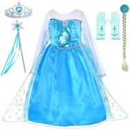 Party Chili Princess Dress Up Costumes for Little Girls Birthday Party with Wig,Crown,Mace,Gloves Accessories 3 10 Years