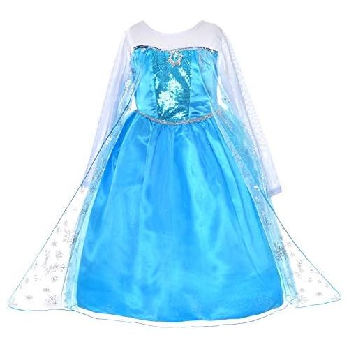  Party Chili Princess Dress Up Costumes for Little Girls Birthday Party with Wig,Crown,Mace,Gloves Accessories 3 10 Years