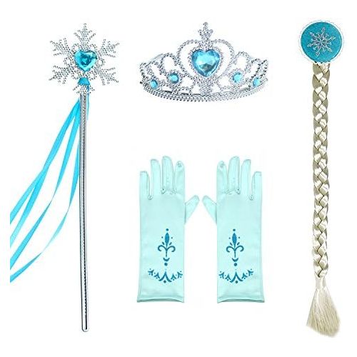  Party Chili Princess Dress Up Costumes for Little Girls Birthday Party with Wig,Crown,Mace,Gloves Accessories 3 10 Years
