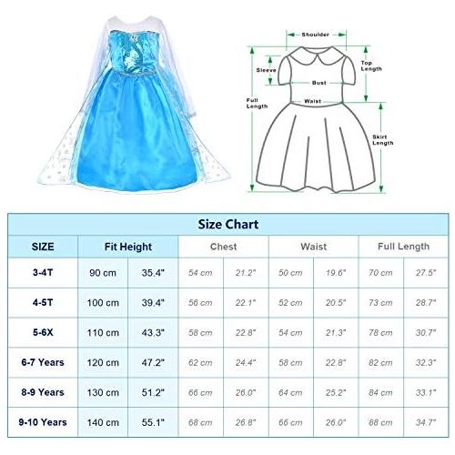  Party Chili Princess Dress Up Costumes for Little Girls Birthday Party with Wig,Crown,Mace,Gloves Accessories 3 10 Years