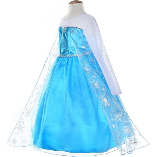  Party Chili Princess Dress Up Costumes for Little Girls Birthday Party with Wig,Crown,Mace,Gloves Accessories 3 10 Years