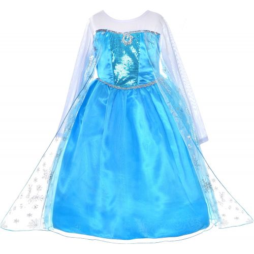  Party Chili Princess Dress Up Costumes for Little Girls Birthday Party with Wig,Crown,Mace,Gloves Accessories 3 10 Years