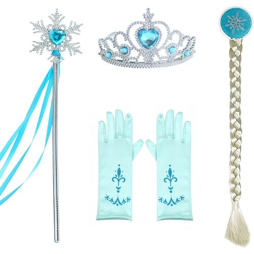  Party Chili Princess Dress Up Costumes for Little Girls Birthday Party with Wig,Crown,Mace,Gloves Accessories 3 10 Years