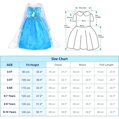  Party Chili Princess Dress Up Costumes for Little Girls Birthday Party with Wig,Crown,Mace,Gloves Accessories 3 10 Years
