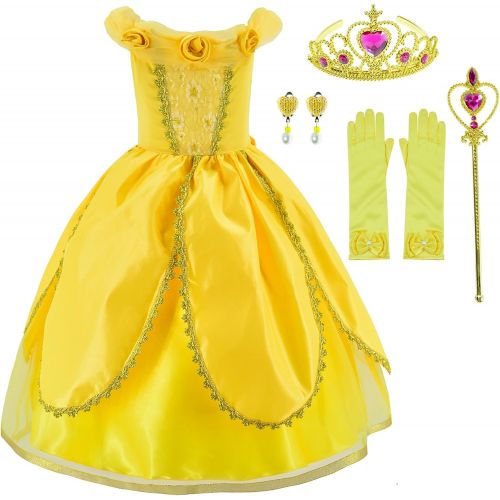  Party Chili Princess Dress Up Costume for Girls Birthday Party with Accessories