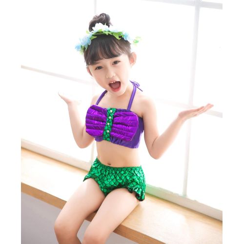  Party Chili Princess Mermaid Green Dress Costumes for Toddler Little Girls with Headband,Crown,Mace,Gloves,Necklace,Earrings