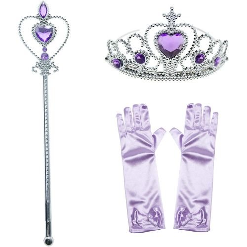  Party Chili Little Girls Mermaid Princess Costume for Girls Dress Up Party with Gloves,Crown Mace 3 10 Years