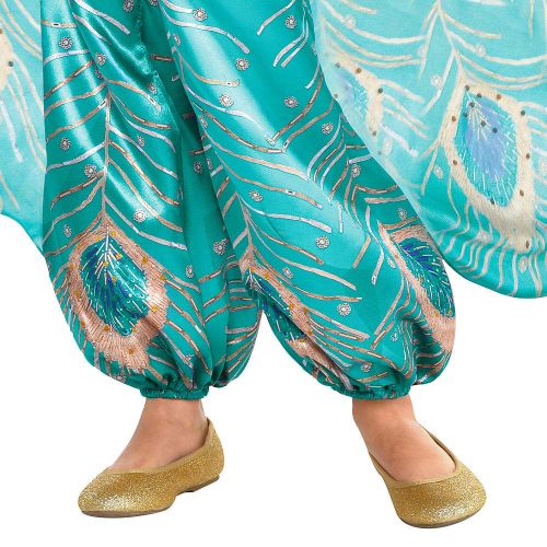  Party City Aladdin Jasmine Whole New World Costume for Children, Features a Peacock Jumpsuit with a Cape
