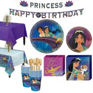 Party City Aladdin Tableware Party Supplies for 16 Guests, 133 Pieces, Includes Tableware and Decorations