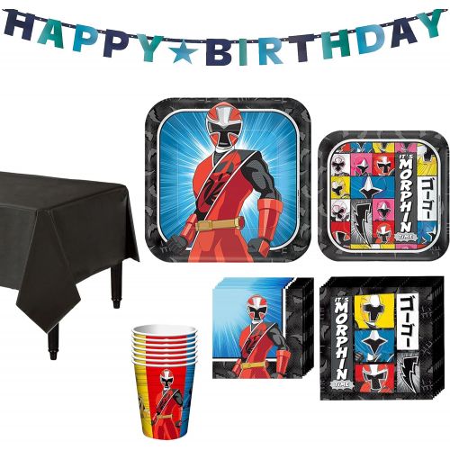  Party City Power Rangers Ninja Steel Party Kit, Includes Tableware, Tablecloths and Decor; 8 Guests