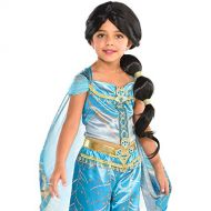 Party City Princess Jasmine Ponytail Wig Halloween Accessory for Children, Aladdin, with Rhinestone Studded Gold Charms
