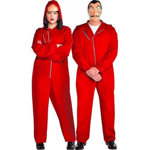  할로윈 용품Party City Money Heist Halloween Costume for Adults, Plus Size, Includes Jumpsuit Mask