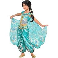 Party City Aladdin Jasmine Whole New World Costume for Children, Features a Peacock Jumpsuit with a Cape