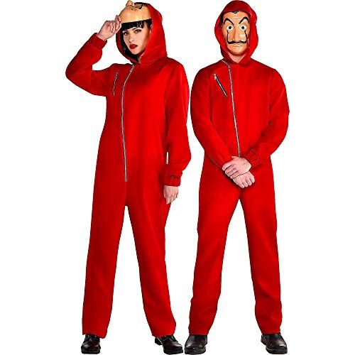  할로윈 용품Party City Money Heist Jumpsuit Halloween Costume for Adults Includes Mask