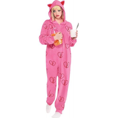  할로윈 용품Party City Harley Quinn Heart Break Onesie Halloween Costume for Women, Birds of Prey, with Hood