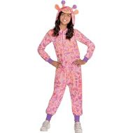 Party City Giraffe Zipster Halloween Costume for Girls, Hooded Onesie, Peach, Pink and Purple