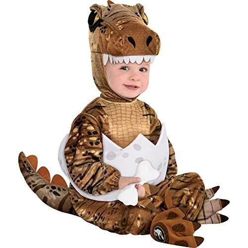  할로윈 용품Party City T-Rex Hatchling Halloween Costume for Babies, Jurassic World, Jumpsuit, Hood, Tail, Booties, Rattler