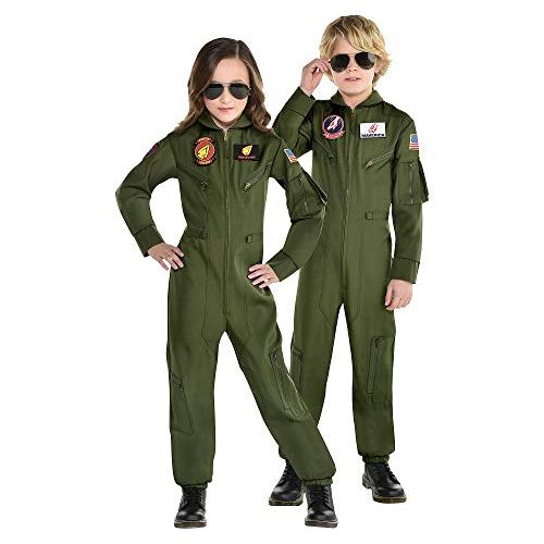  할로윈 용품Party City Top Gun: Maverick Flight Costume for Kids, Halloween, Olive Green, Zipper Closure