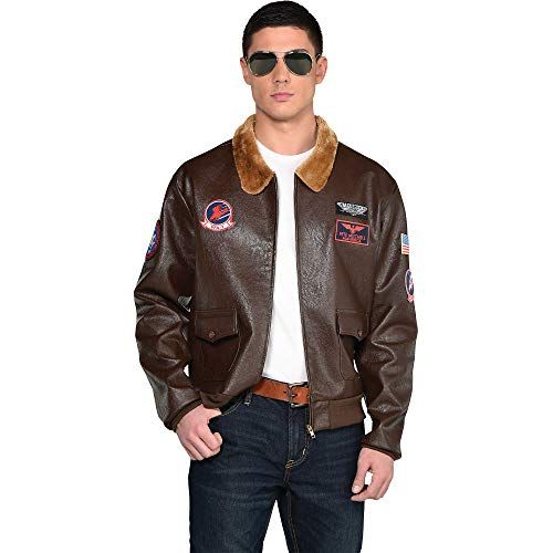  할로윈 용품Party City Top Gun: Maverick Bomber Jacket for Men, Halloween Costume Accessory, Standard Size, Includes Patches