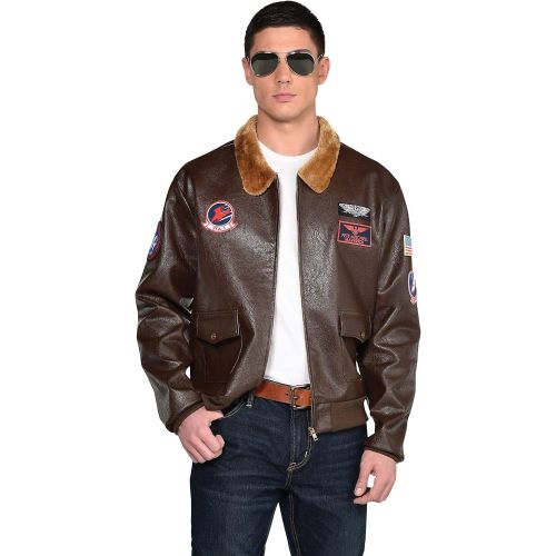  할로윈 용품Party City Top Gun: Maverick Bomber Jacket for Men, Halloween Costume Accessory, Standard Size, Includes Patches