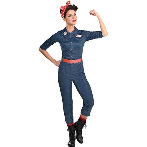  할로윈 용품Party City Rosie The Riveter Halloween Costume for Women Includes Jumpsuit, Belt, and Scarf