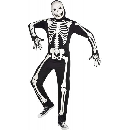  할로윈 용품Party City Glow in The Dark X-Ray Skeleton Halloween Costume for Adults, Standard, Includes Jumpsuit, Mask and Gloves