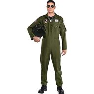 Party City Top Gun: Maverick Flight Costume for Men, Halloween, Olive Green, Jumpsuit with Zipper