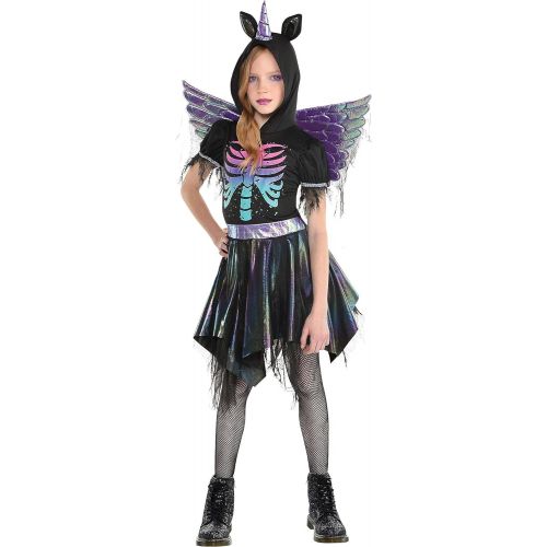  할로윈 용품Party City Zombie Unicorn Halloween costume for Girls, Includes Hooded Dress and Wings
