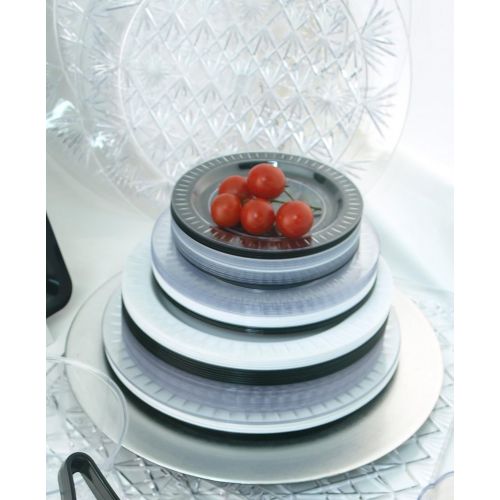  Party Essentials N1016817 Elegance Hard Plastic Round Dinner Plate, 10.25, Black (Case of 168)