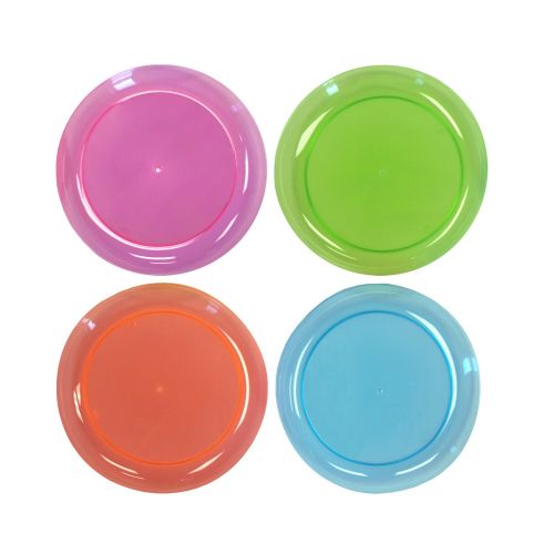  Party Essentials N74090 Brights Hard Plastic Round Salad Party Plate, 7-1/2 Diameter, Assorted Neon (Case of 480)