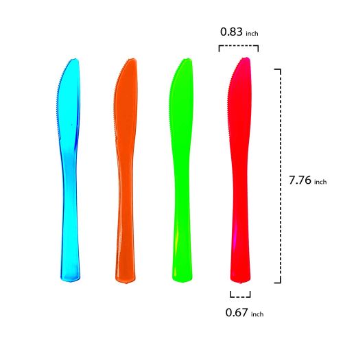  Party Essentials N964890 Extra Heavy Duty Plastic Cutlery Combo Pack with 384 Place Settings of Knives/Forks/Spoons, Assorted Neon, 12 Bags of 96 (Pack of 1152)