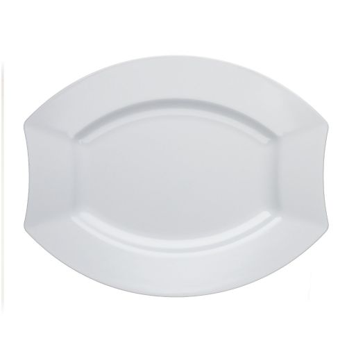  Party Essentials 20 Count Hard Plastic 10.5 Royalty Dinnerware Oval Dinner Plates, White