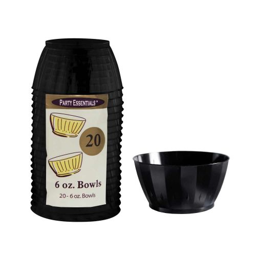  Party Essentials Plastic Bowl, 6-Ounce Capacity, Black (Case of 240)