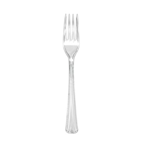  Party Essentials Heavy Duty Plastic Forks, Clear (12 Packs of 24)