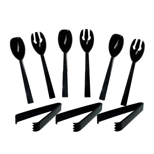  Party Essentials 40 Piece Hard Plastic Serving Utensils Kit, Black