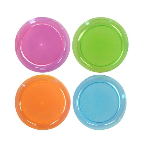  Party Essentials Hard Plastic 6-Inch Round Party/Dessert Plates, Assorted Neon, 120-Count