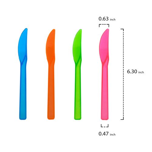  Party Essentials Medium-Weight Hard Plastic Cutlery Combo Pack, Knives/Forks/Spoons, Assorted Neon, 480 Place Settings (1,440 Pieces)