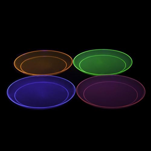  Party Essentials Hard Plastic 6-Inch Round Party/Dessert Plates, Assorted Neon, 40-Count