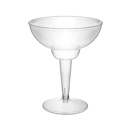  [아마존베스트]Party Essentials 10 Count Hard Plastic Two-Piece Margarita Glasses, 12-Ounce, Clear