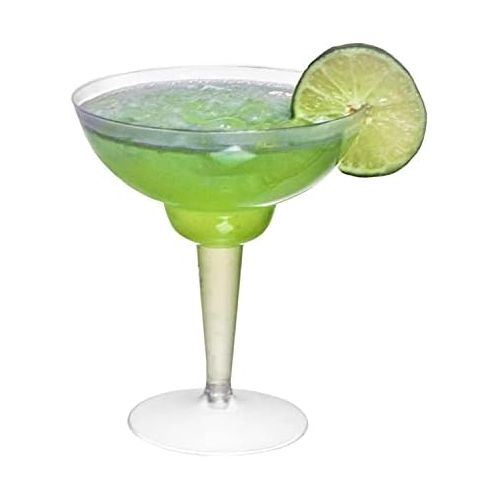  [아마존베스트]Party Essentials 10 Count Hard Plastic Two-Piece Margarita Glasses, 12-Ounce, Clear
