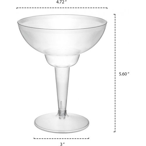  [아마존베스트]Party Essentials 10 Count Hard Plastic Two-Piece Margarita Glasses, 12-Ounce, Clear