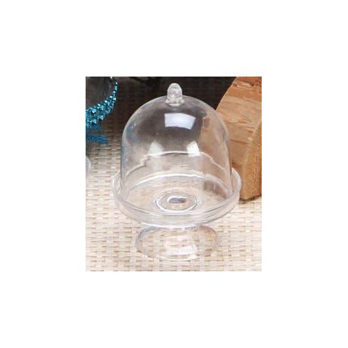  Party Favors Plus 12 Miniature Plastic Clear Acrylic Cake Holder with Dome 2 x 2.5