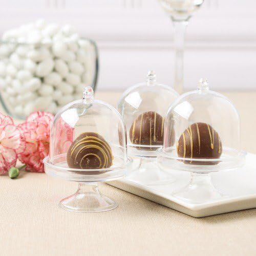  Party Favors Plus 12 Miniature Plastic Clear Acrylic Cake Holder with Dome 2 x 2.5