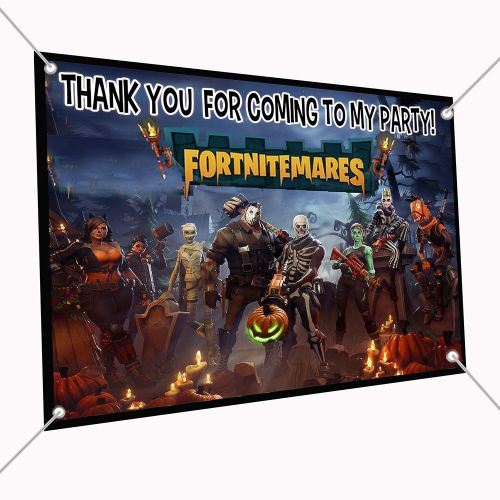  Party Over Here FORTNITMARES Banner Video Game Large Vinyl Indoor or Outdoor Banner Sign Poster Backdrop,...