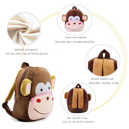  Party planet New Cartoon Cute Animal Plush Backpack for Kids Age 1-5Years