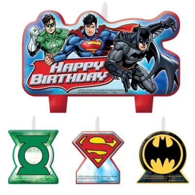 PartyCity Justice League Birthday Candles 4ct