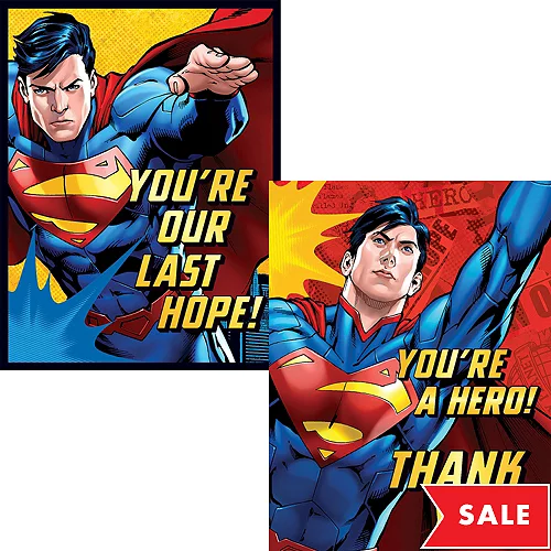 PartyCity Superman Invitations & Thank You Notes for 8